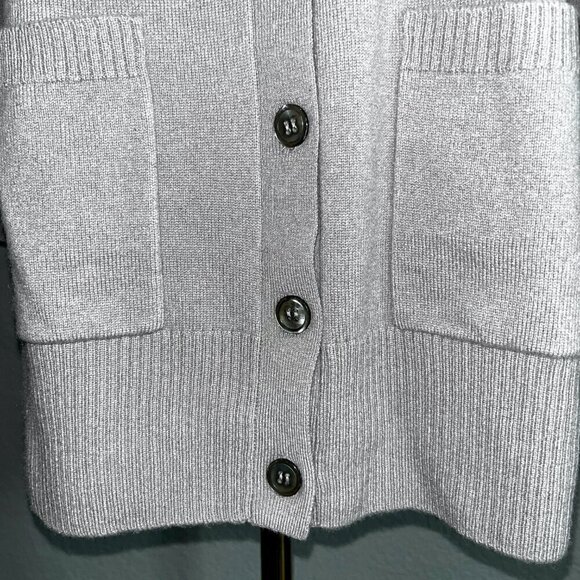 PURE COLLECTION 100% Cashmere Dusty Lavender Long Line Button Classic Cardigan 4 - Picture 4 of 10